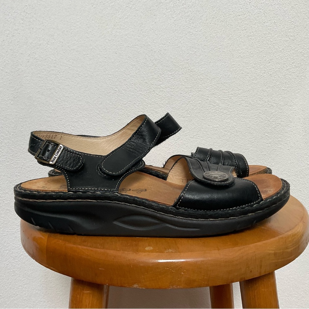 Finn Comfort Sausalito Black Leather Adjustable Strap Sandals Size 40 Summer